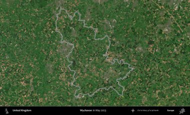 Wychavon. Mayıs 2023 'te çekilen Copernicus Sentinel karolarından oluşan bir uydu görüntüsü üzerinde Birleşik Krallık' ın idari alanının ana hatlarını belirledik.