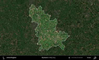Wychavon. Birleşik Krallık 'ın idari alanı, Mayıs 2023' te çekilen Kopernik Nöbetçi karolarından oluşan koyu renkli bir uydu görüntüsü üzerinde vurgulandı ve özetlendi.