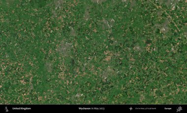 Wychavon. Mayıs 2023 'te Copernicus Sentinel karolarından oluşan bir uydu görüntüsü üzerinde Birleşik Krallık' ın idari alanı