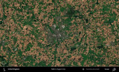 - York. Ağustos 2019 'da çekilen Kopernik Nöbetçi karolarından oluşan bir uydu görüntüsü üzerinde Birleşik Krallık' ın idari alanı