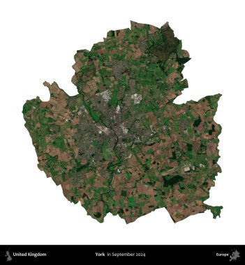 - York. Birleşik Krallık 'ın idari alanı, Eylül 2024' te çekilen Kopernik Nöbetçi karolarından oluşan bir uydu görüntüsü üzerinde beyaza izole edilmiştir.