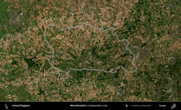 Batı Berkshire. Eylül 2019 'da çekilen Kopernik Nöbetçi karolarından oluşan bir uydu görüntüsü üzerinde Birleşik Krallık' ın idari alanının ana hatlarını belirledik.