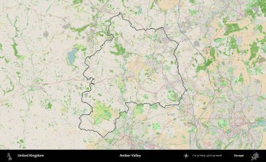Amber Vadisi Bir OpenStreetMap Fransız tarzı haritada Birleşik Krallık 'ın özetlenmiş idari alanı