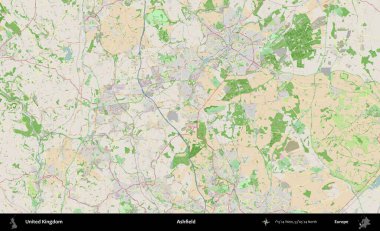 Ashfield. Bir OpenStreetMap Fransız stili haritasında Birleşik Krallık 'ın idari alanı