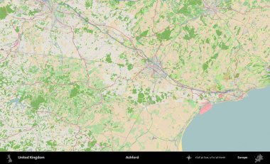 Ashford. Bir OpenStreetMap Fransız stili haritasında Birleşik Krallık 'ın idari alanı