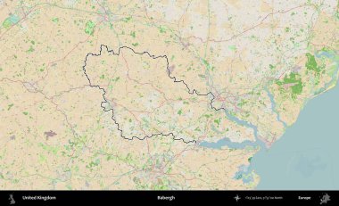 Babergh. Bir OpenStreetMap Fransız tarzı haritada Birleşik Krallık 'ın özetlenmiş idari alanı
