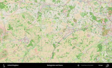 Basingstoke ve Deane. Bir OpenStreetMap Fransız stili haritasında Birleşik Krallık 'ın idari alanı