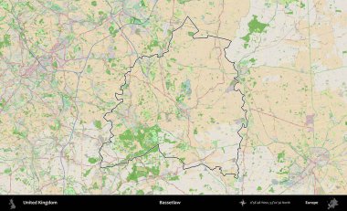 Bassetlaw. Bir OpenStreetMap Fransız tarzı haritada Birleşik Krallık 'ın özetlenmiş idari alanı