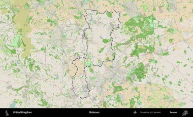 Bolsover. Bir OpenStreetMap Fransız tarzı haritada Birleşik Krallık 'ın özetlenmiş idari alanı