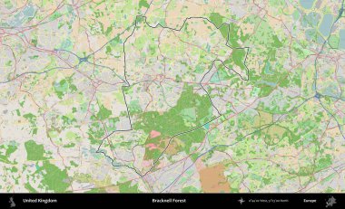 Bracknell Ormanı. Bir OpenStreetMap Fransız tarzı haritada Birleşik Krallık 'ın özetlenmiş idari alanı