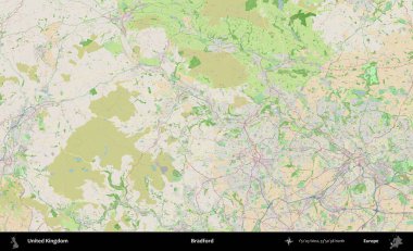 Bradford. Bir OpenStreetMap Fransız stili haritasında Birleşik Krallık 'ın idari alanı