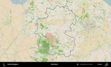 Çöller Ülkesi. Bir OpenStreetMap Fransız tarzı haritada Birleşik Krallık 'ın özetlenmiş idari alanı