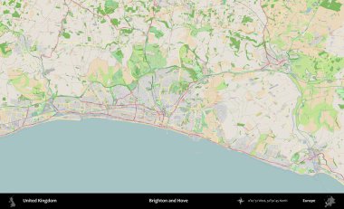 Brighton ve Hove. Bir OpenStreetMap Fransız stili haritasında Birleşik Krallık 'ın idari alanı