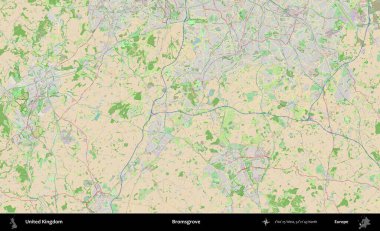 Bromsgrove 'da. Bir OpenStreetMap Fransız stili haritasında Birleşik Krallık 'ın idari alanı