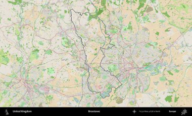 Broxtowe. Bir OpenStreetMap Fransız tarzı haritada Birleşik Krallık 'ın özetlenmiş idari alanı