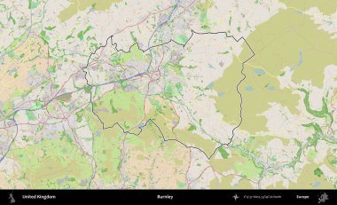 Burnley. Bir OpenStreetMap Fransız tarzı haritada Birleşik Krallık 'ın özetlenmiş idari alanı