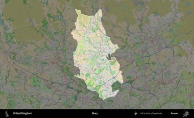 Gömmek. Birleşik Krallık 'ın idari alanı koyu renk bir OpenStreetMap Fransız tarzı haritada altı çizilmiş ve özetlenmiştir