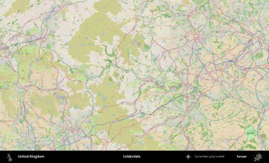 Calderdale 'de. Bir OpenStreetMap Fransız stili haritasında Birleşik Krallık 'ın idari alanı
