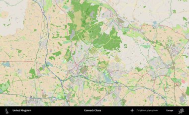 Cannock Chase. Bir OpenStreetMap Fransız stili haritasında Birleşik Krallık 'ın idari alanı