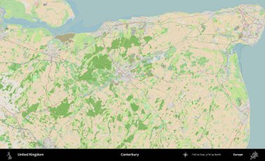 Canterbury 'de. Bir OpenStreetMap Fransız stili haritasında Birleşik Krallık 'ın idari alanı