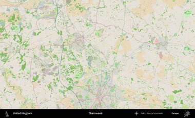 Charnwood 'da. Bir OpenStreetMap Fransız stili haritasında Birleşik Krallık 'ın idari alanı