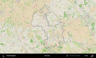 Cherwell. Bir OpenStreetMap Fransız tarzı haritada Birleşik Krallık 'ın özetlenmiş idari alanı