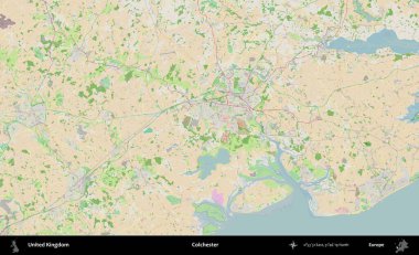Colchester 'da. Bir OpenStreetMap Fransız stili haritasında Birleşik Krallık 'ın idari alanı