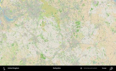 Derbyshire 'da. Bir OpenStreetMap Fransız stili haritasında Birleşik Krallık 'ın idari alanı