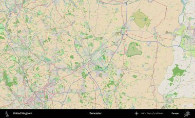 Doncaster 'da. Bir OpenStreetMap Fransız stili haritasında Birleşik Krallık 'ın idari alanı