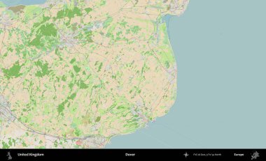 Dover. Bir OpenStreetMap Fransız stili haritasında Birleşik Krallık 'ın idari alanı