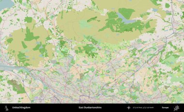 Doğu Dunbartonshire. Bir OpenStreetMap Fransız stili haritasında Birleşik Krallık 'ın idari alanı