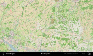 Doğu Hampshire. Bir OpenStreetMap Fransız stili haritasında Birleşik Krallık 'ın idari alanı