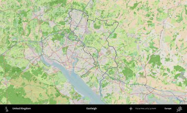Eastleigh 'de. Bir OpenStreetMap Fransız tarzı haritada Birleşik Krallık 'ın özetlenmiş idari alanı
