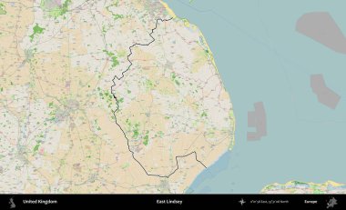 Doğu Lindsey. Bir OpenStreetMap Fransız tarzı haritada Birleşik Krallık 'ın özetlenmiş idari alanı
