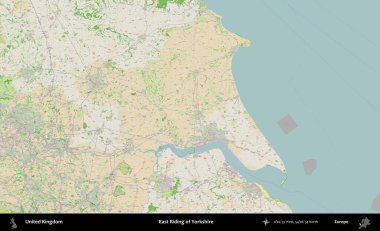 Yorkshire 'ın Doğu Biniciliği. Bir OpenStreetMap Fransız stili haritasında Birleşik Krallık 'ın idari alanı