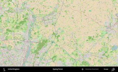 Epping Ormanı. Bir OpenStreetMap Fransız stili haritasında Birleşik Krallık 'ın idari alanı