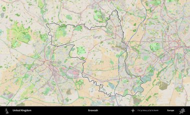 Yıkama. Bir OpenStreetMap Fransız tarzı haritada Birleşik Krallık 'ın özetlenmiş idari alanı