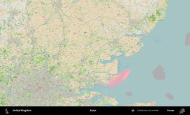 Essex. Bir OpenStreetMap Fransız stili haritasında Birleşik Krallık 'ın idari alanı