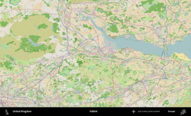 Falkirk. Bir OpenStreetMap Fransız stili haritasında Birleşik Krallık 'ın idari alanı