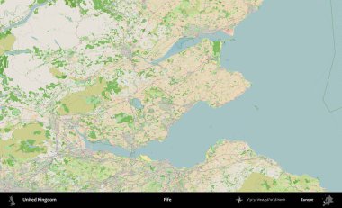 Fife. Bir OpenStreetMap Fransız stili haritasında Birleşik Krallık 'ın idari alanı