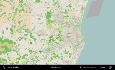 Aberdeen Şehri. Bir OpenStreetMap Fransız stili haritasında Birleşik Krallık 'ın idari alanı
