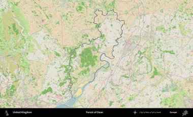 Dean Ormanı. Bir OpenStreetMap Fransız tarzı haritada Birleşik Krallık 'ın özetlenmiş idari alanı
