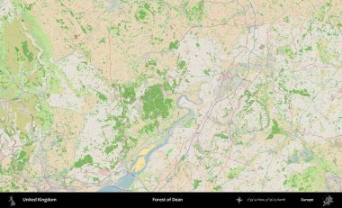 Dean Ormanı. Bir OpenStreetMap Fransız stili haritasında Birleşik Krallık 'ın idari alanı