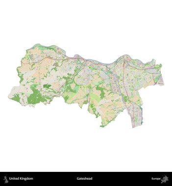 Kapıbaşı. Birleşik Krallık 'ın idari alanı bir OpenStreetMap Fransız tarzı haritada beyazda izole edildi