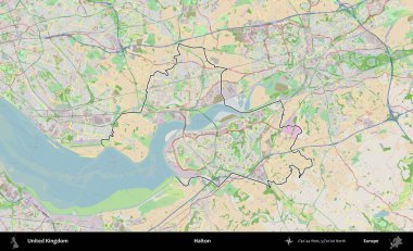 Halton. Bir OpenStreetMap Fransız tarzı haritada Birleşik Krallık 'ın özetlenmiş idari alanı