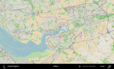 Halton. Bir OpenStreetMap Fransız stili haritasında Birleşik Krallık 'ın idari alanı