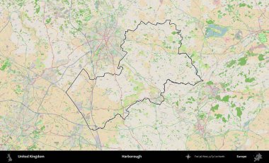 Harborough 'da. Bir OpenStreetMap Fransız tarzı haritada Birleşik Krallık 'ın özetlenmiş idari alanı