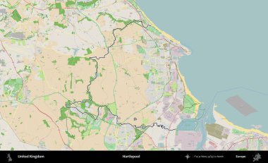 Hartlepool 'da. Bir OpenStreetMap Fransız tarzı haritada Birleşik Krallık 'ın özetlenmiş idari alanı