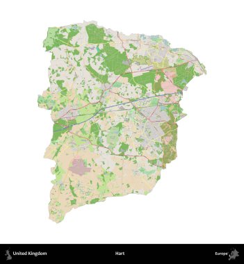 - Hart. Birleşik Krallık 'ın idari alanı bir OpenStreetMap Fransız tarzı haritada beyazda izole edildi