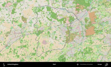 - Hart. Bir OpenStreetMap Fransız tarzı haritada Birleşik Krallık 'ın özetlenmiş idari alanı